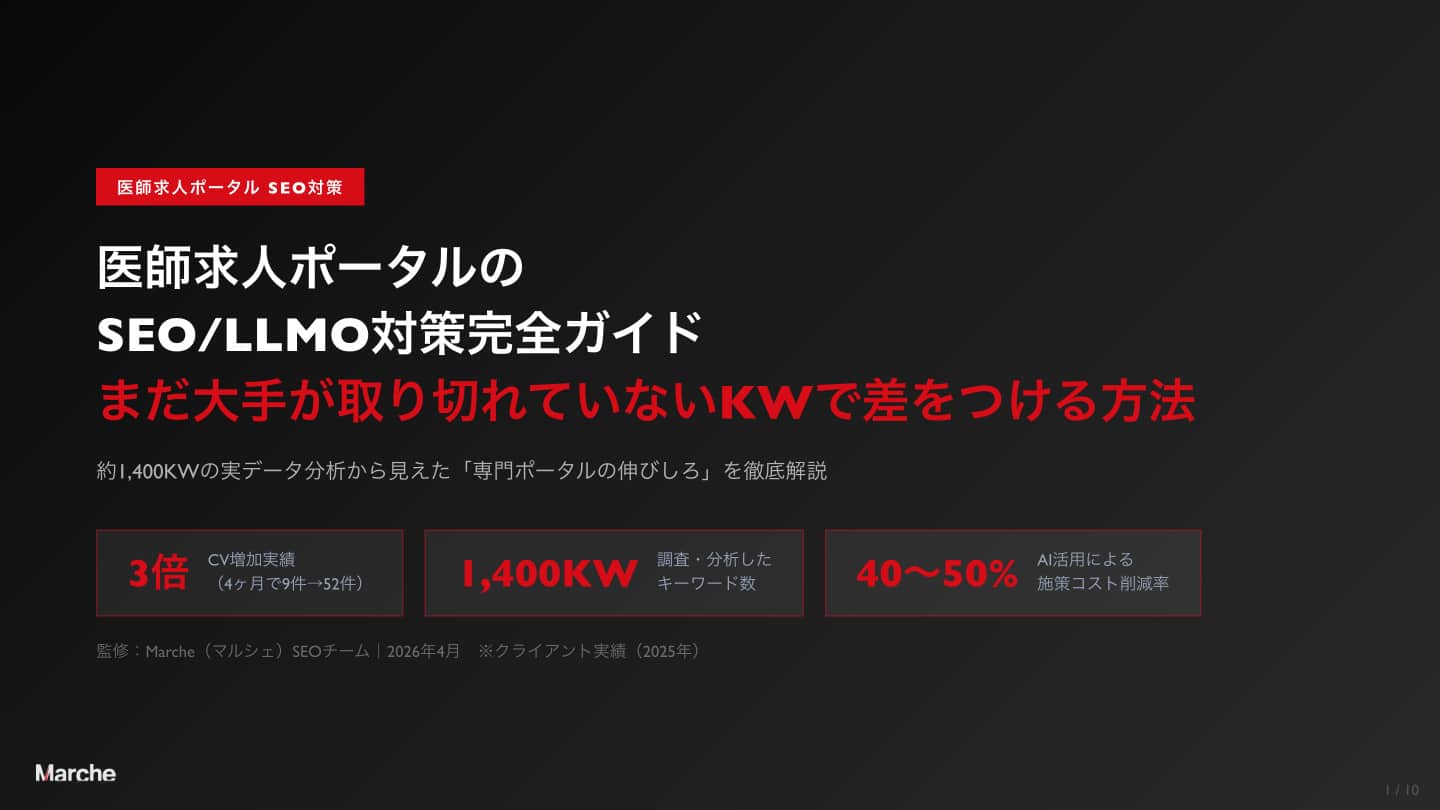 医師求人ポータルのSEO対策｜AEO・LLMO時代の成長KW戦略