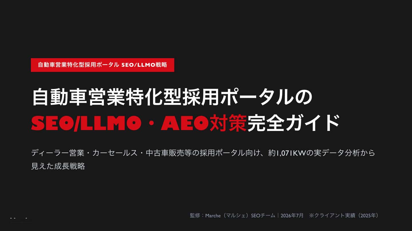 自動車営業・カーセールス採用ポータルのSEO/AEO対策完全ガイド