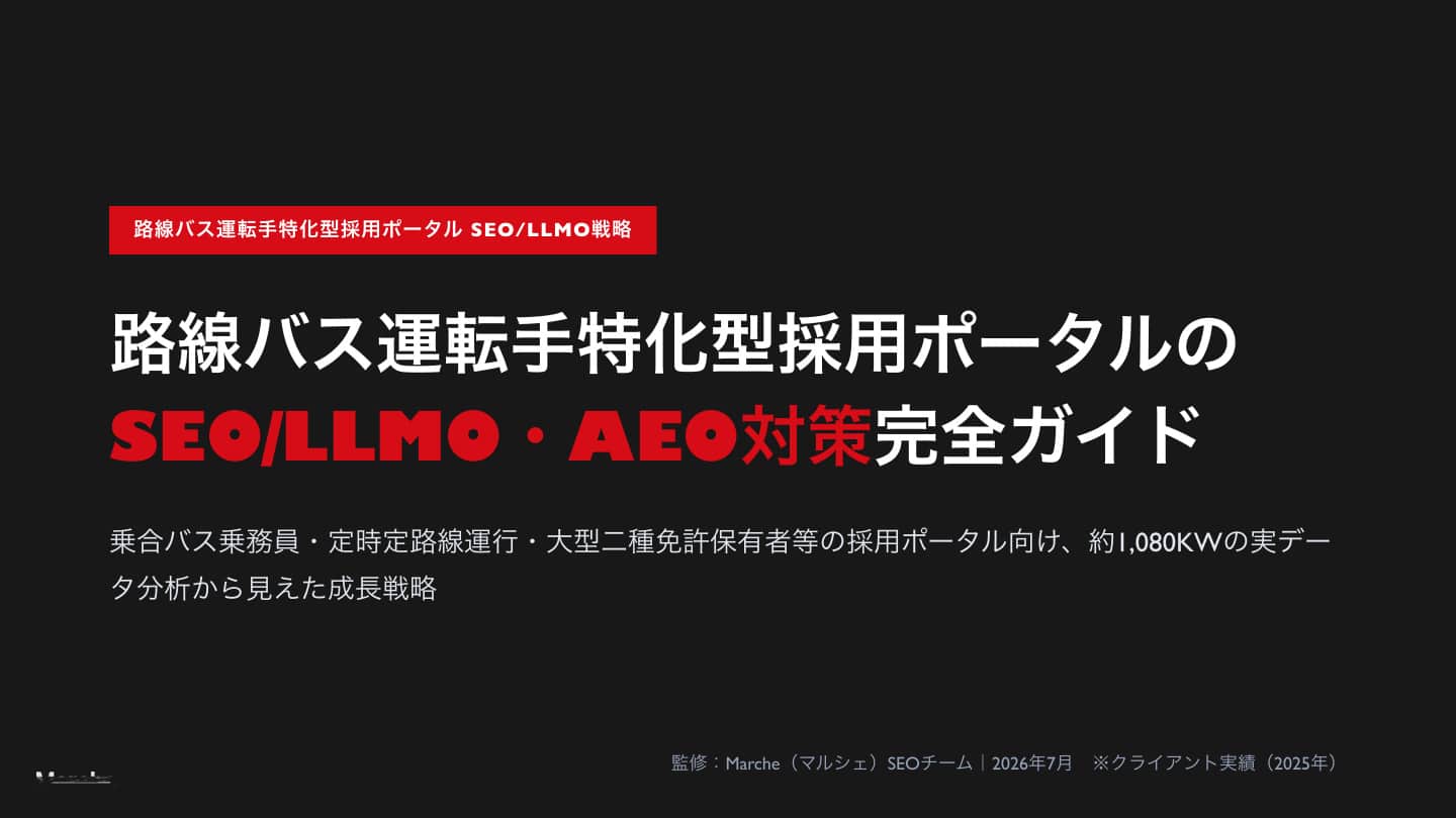 路線バス運転手採用ポータルのSEO/AEO戦略｜約1,080KW実データ分析