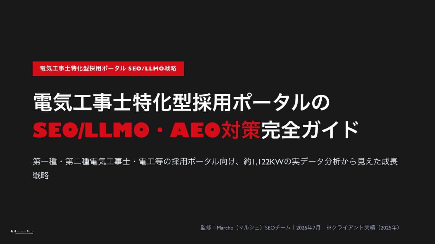 電気工事士採用ポータルのSEO/AEO戦略｜約1,122KW実データ分析